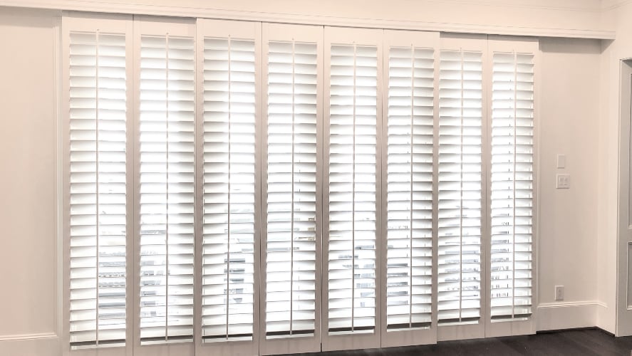 Plantation shutters in a living room